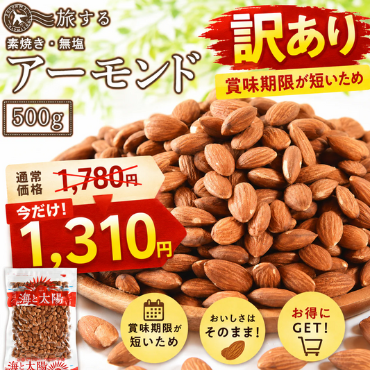 【賞味期限：2026/7/20】＼訳アリ！1,310円！／＜旅するアーモンド500g＞ ミックスナッツ ナッツ 素焼き