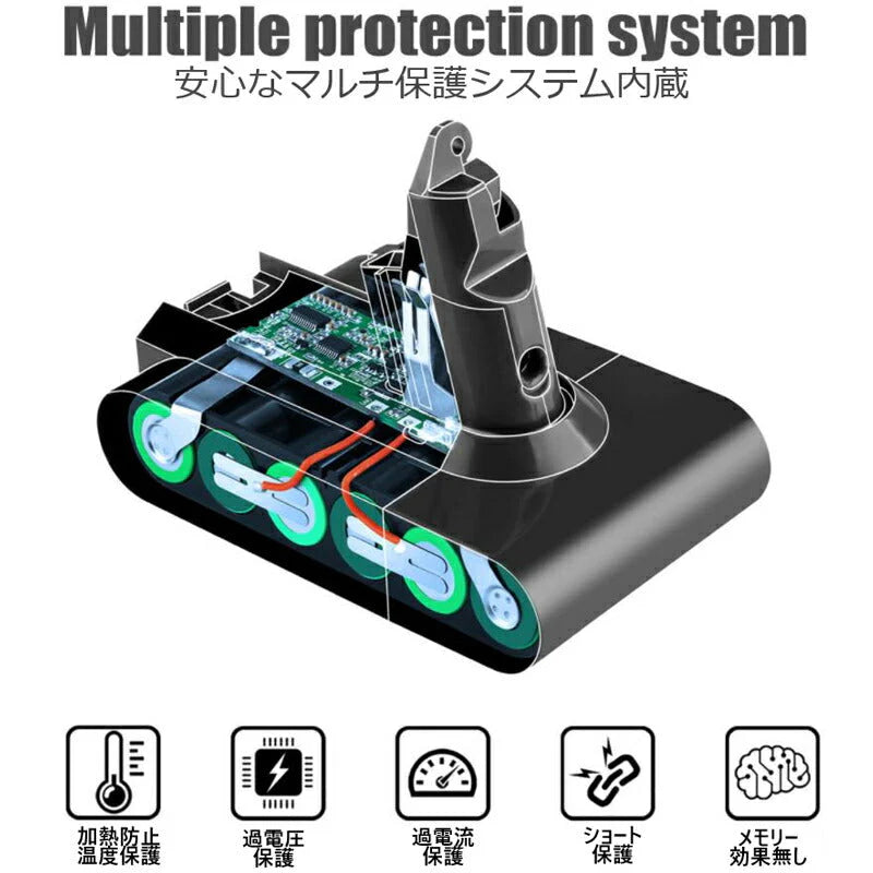 ダイソン V10 シリーズ バッテリー 互換 3000mAh dyson V10 SV12 互換バッテリー 25.2V 3.0Ah 認証済み 掃除機パーツ 交換用 消耗品買い替え
