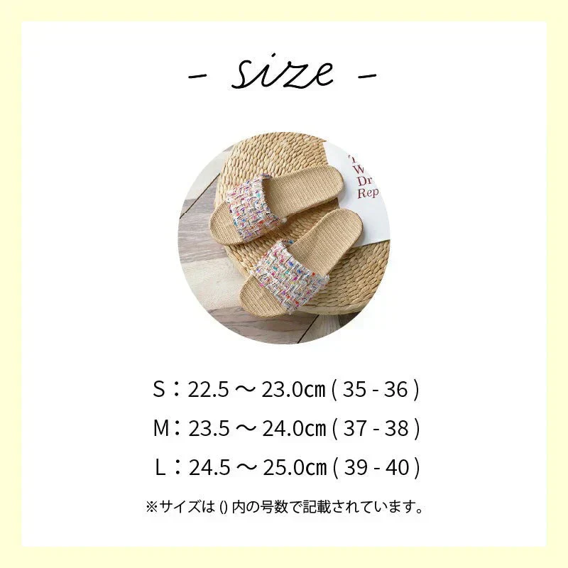 【ブラック　Ｓ】スリッパ プレゼント 高級感麻 EVA素材 滑り止め 耐久性 夏用 おしゃれ 吸汗 かわいい 速乾 蒸れない さらさら ベランダ サンダル ツイード 新生活 プレゼント