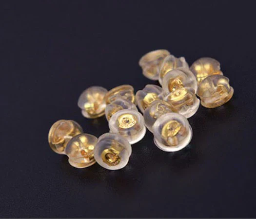 ピアスキャッチ 8個セット 留め具  金メッキ ゴールド シリコン加工 ピアスロック 落ちない ピアス キャッチャー