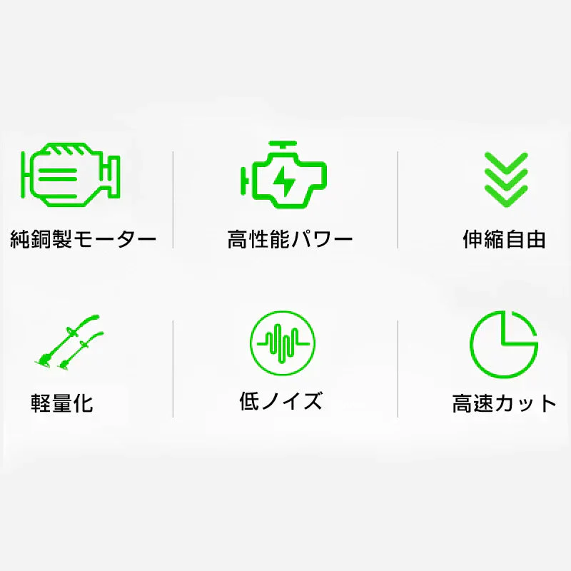 電動草刈り機 コードレス 充電式 芝刈機 刈払機 高枝切り バッテリー 変え刃付き 安全 女性使える 家庭用 初心者 軽量 雑草 芝生 庭掃除 園芸 公園 剪定 畑 草木