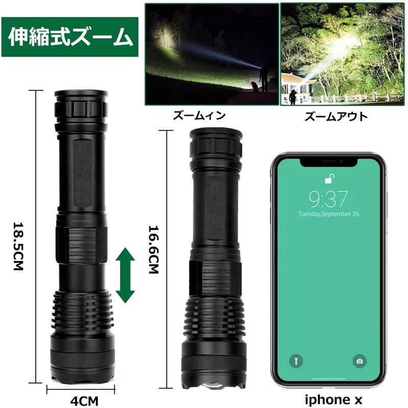 懐中電灯 小型 軍用 超高輝度 ledライト USB充電式 5モード調光 ズーム式 ハンディライト ミニ 軽量 防水