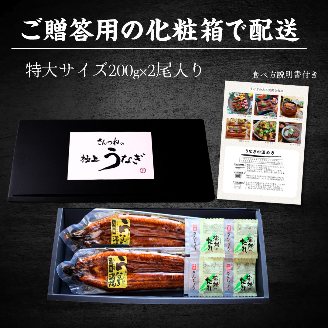特大うなぎ蒲焼 約200gｘ2本 九州産