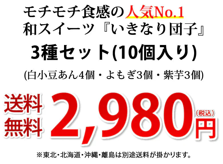 いきなり団子 送料無料 3種セット 10個入り 熊本名物 お取り寄せ 肥後屋 モチモチ食感の和スイーツ 和菓子 団子 あんこ もち