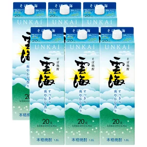 【送料無料】雲海酒造 雲海そば 20度 パック 1800ml 1.8L×6本【北海道・沖縄県・東北・四国・九州地方は必ず送料が掛かります】