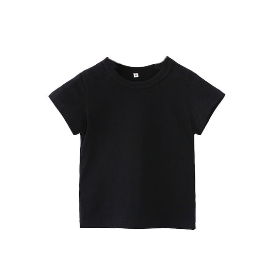 半袖 Tシャツ 黒 110cm 100％綿 無地 子供 キッズ 100 110 120 130 140 150 コットン 吸汗速乾 幼稚園 小学校 体育 体操着 発表会 運動会 ダンス 洗い替え 白 黒シャツ