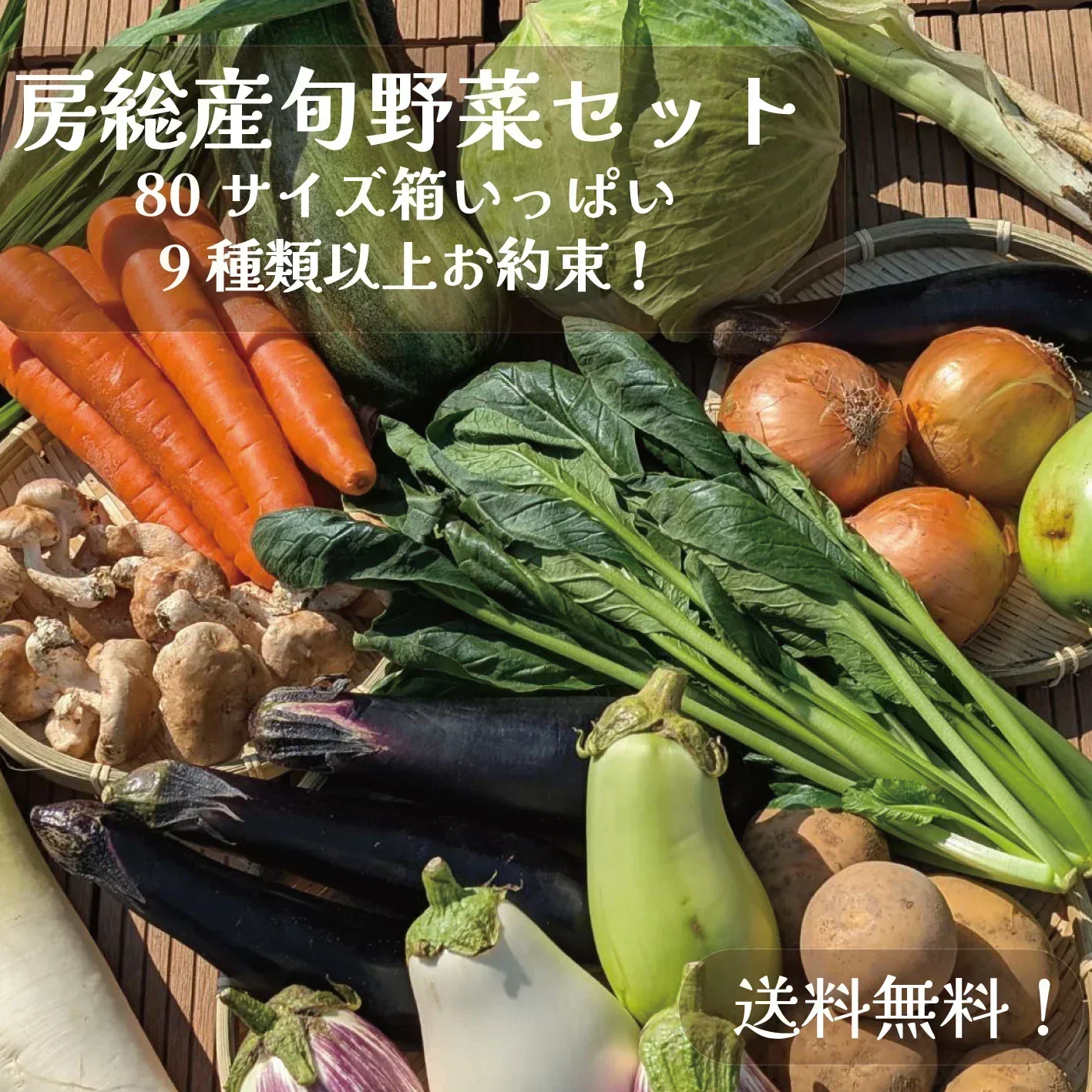 【80サイズ箱にギッシリ！房総産・大地の恵みを味わう得々野菜セット】当日採れたて直送！　野菜80