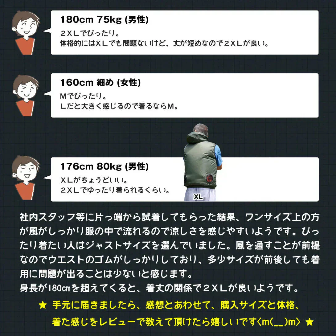 空調ベスト お手軽風冷ベスト 緑L フルセット 1組【発送時期は商品説明参照】