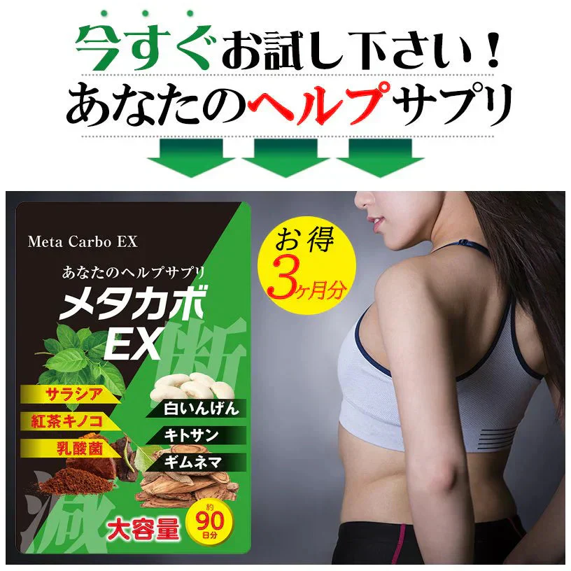 【お得1年分!メタカボEX・4個セット】 食欲 メタボ 炭水化物 糖質 脂肪 ダイエット サプリメント 国内生産 サラシア 白いんげん豆 キトサン 乳酸菌 コンブ茶 ギムネマ 炭 糖 脂 3ヶ月分 日本製 1日1粒でお腹の中からスッキリ 炭水化物制限 炭水化物カット 糖質カット 脂質カット 糖質制限 制限ダイエット ケトジェニック カロリーコントロール カロリーメイト カロリミット カロリーサプリ おすすめ 人気 ランキング 効果 強力 最強 通販 日本製 国産 「福袋」