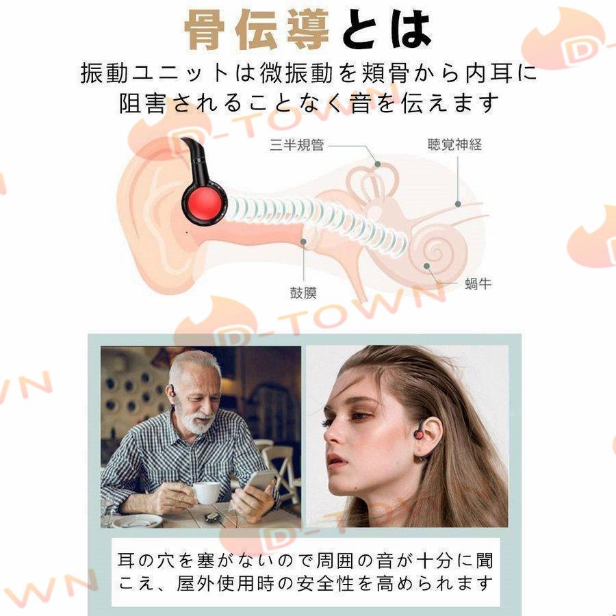 骨伝導 イヤホン Bluetooth 片耳掛け　ワイヤレス マイク付き ヘッドホン(w213B)ブルー