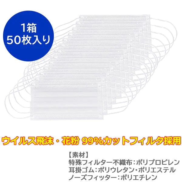 使い捨てマスク iiもの本舗 三層構造 口元空間ドーム型マスク 大人用サイズ 50枚入りＸ5箱