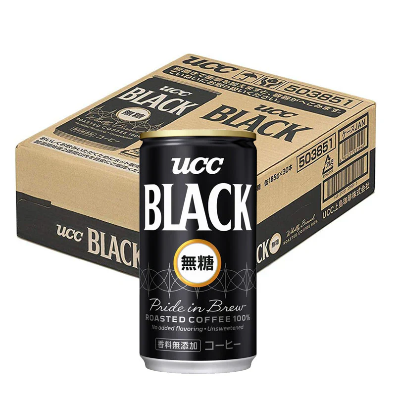 送料無料 UCC 上島珈琲 ブラック無糖 缶 185ml×30本/1ケース【ご注文は3ケースまで1個口配送可能】
