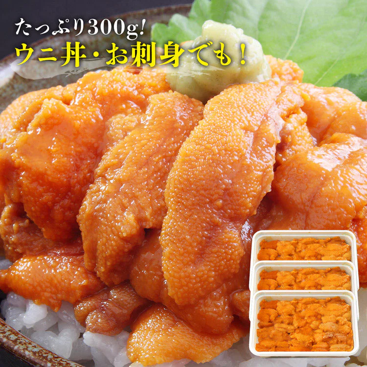 生うに 100g×3パック 完全無添加 みょうばん不使用  お刺身用 生 AAグレード ウニ うに 雲丹 冷凍 送料無料 冷凍便 お取り寄せグルメ 食品 ギフト