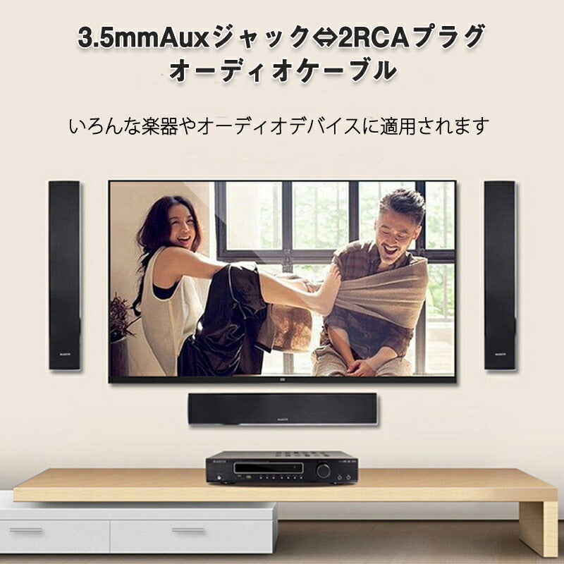 3.5mmメス RCAオス変換アダプタ RCAデュアルプラグ⇔3.5mmAUXジャック 変換ケーブル 40cm AV 2Pin スピーカー マイク オーディオ設備の接続 ステレオ