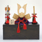 【3人シェア買いでお得】ひのき木彫り兜 武神 3点セット【お届け不可地域：北海道・沖縄・離島】