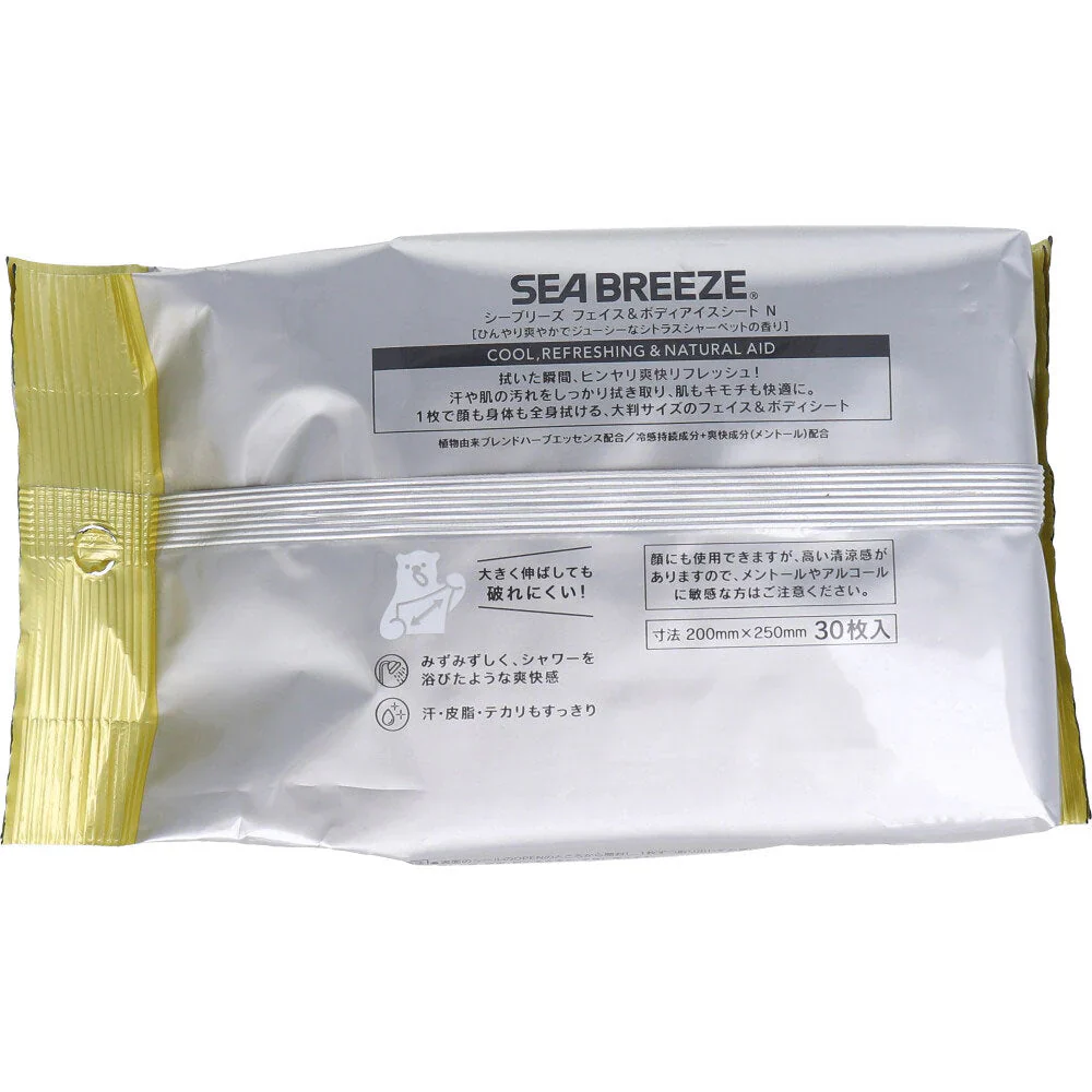 SEABREEZE シーブリーズ フェイス&ボディアイスシート Ｎ 大判サイズ シトラスシャーベット 30枚入り X6パック