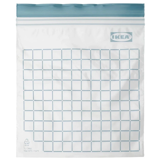 イケア イースタード 25枚入りプラスチック袋 フリーザーバッグ ジッパー 袋 (袋blockBL) 青 水色 ブロック 四角 箱無し バラ売り 透明袋 保存袋 IKEA ISTAD 小分け キッチン 洗面 食品 お菓子 ギフト