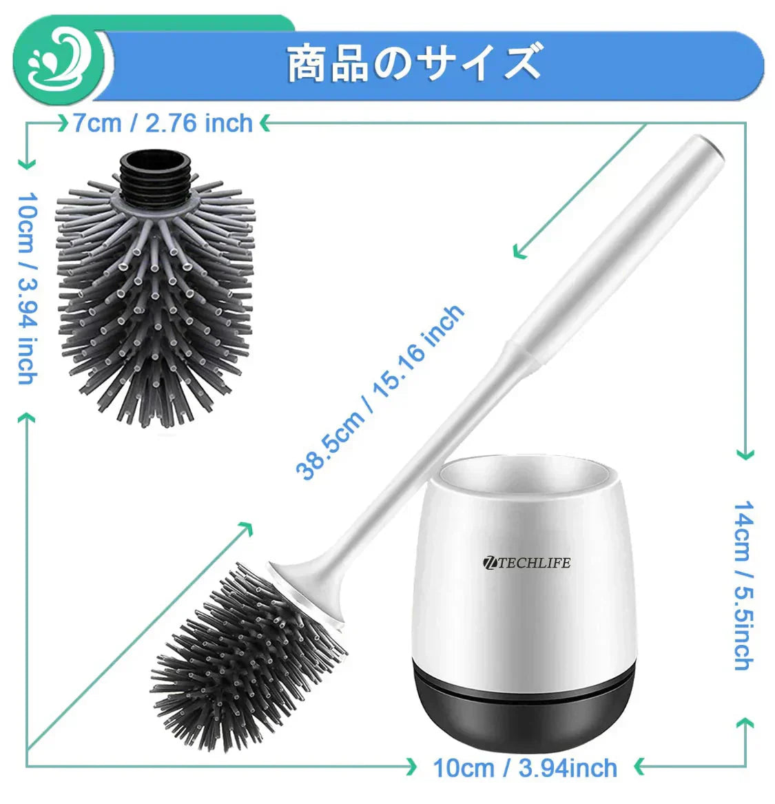 即納商品 トイレブラシ 柔らかい地面式 掃除ブラシ 収納ケース付き コンパクト TPR材質 トイレ掃除 傷つけない 用品 衛生トイレ掃除 トイレ掃除 掃除ブラシ(w073A)グレー