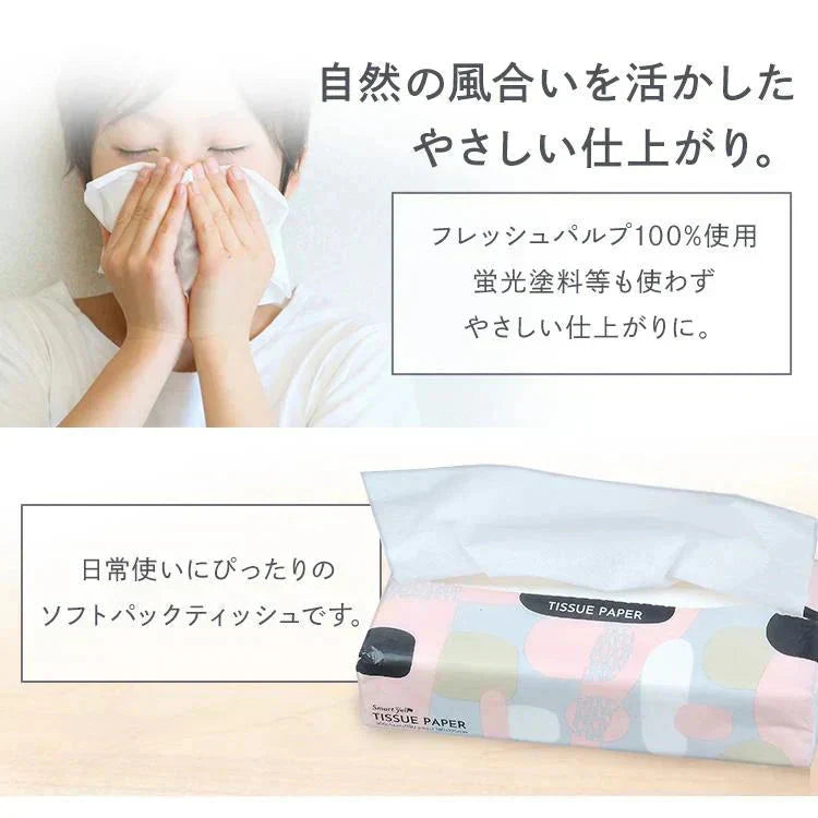 【90パック】ソフトパックティッシュ(5個入り×18個セット)　ティッシュペーパー ティッシュ ソフトパック スマートエール smart yell  まとめ買い 備蓄