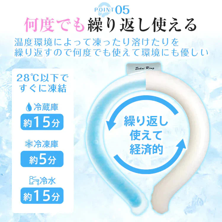 【Lサイズ グリーン 2個セット】［ネックリングセール］爽快リングW 2層構造 28℃ 凍結 クール 長持ち 熱中症対策