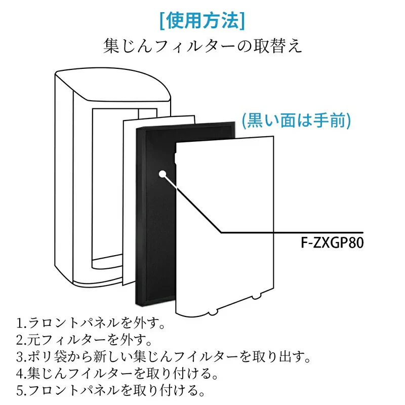 F-ZXGP80 集じんフィルター f-zxgp80 パナソニック 空気清浄機 フィルター F-VXH70 F-VXG70 F-VX70E8 F-VXGB70 F-VXH70B2 F-VXH80 F-VXG80 交換用 集塵HEPAフィルター 「互換品」