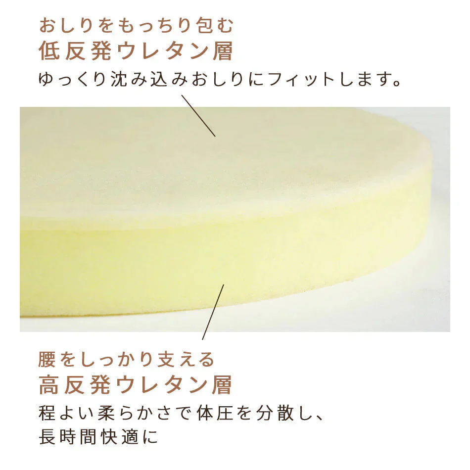【丸形グレージュ】座布団 クッション 40×40 厚さ5cm 低反発 高反発 2層構造 低反発クッション 40cm フロアクッション おしゃれ スクエア ラウンド 北欧 モダン 四角 丸 円 コンパクト ウレタン 高反発 クッション 椅子 テレワーク