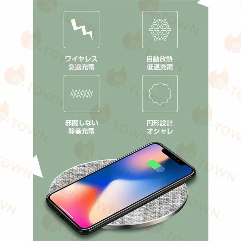 ワイヤレス 充電器 　多重安全保護機能搭載 発熱対策 急速 無線 充電 超薄型 軽量 多重保護 車載 ワイヤレスチャージャー スマホ充電器 置くだけ充電 w306B(グレー)