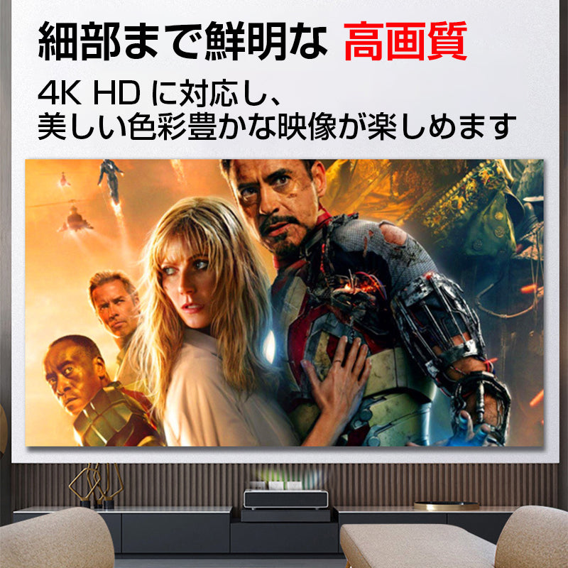 プロジェクタースクリーン 100インチ 4:3 4K  耐外光 金属繊維 吊り下げ 貼り付け 折りたたみ 持ち運び シワなし 水洗い可 大画面 映画 ドラマ 会議