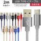 【2ｍ】【シルバー】充電ケーブル type-c 1m 1.5m 2m 3m 0.25m 0.5m タイプC Type-C USB 充電コード 充電器 高速充電 android アンドロイド データ転送 iPhone 15 / iPad Pro / Xperia XZs / Xperia XZ / Xperia X compact / Nexus 6P / Nexus 5X 等