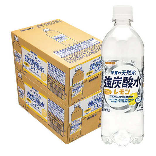 【送料無料】サンガリア 伊賀の天然水 強炭酸水 レモン 500ml×2ケース/48本