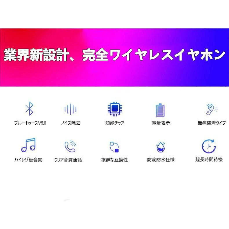 ブルートゥースイヤホン 昇級版 ワイヤレスイヤホン IRI&ミュート機能 マイク内蔵 ハンズフリー通話可 タッチセンサーボタン マルチポイント支持 左右耳兼用 在宅勤務/テレワーク/ZOOM/スカイプ対応  w146C(ブルー)