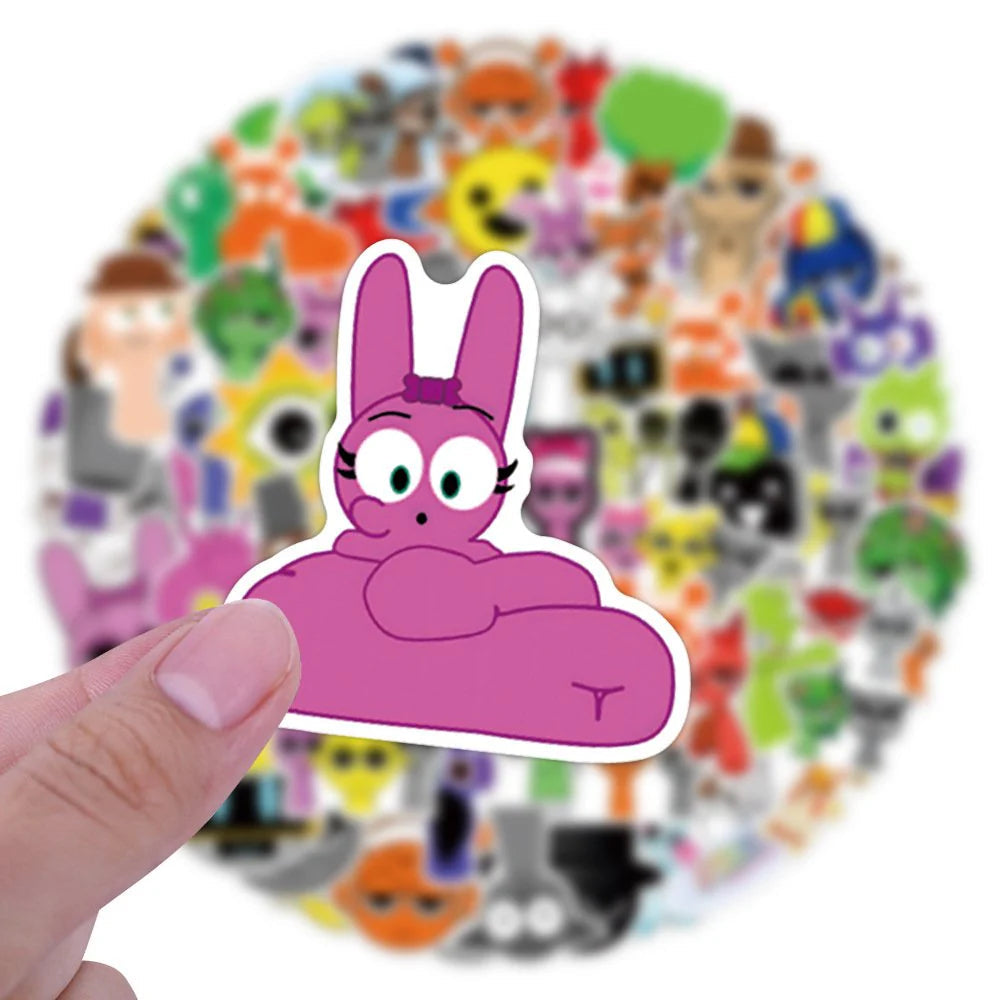 即納商品 114枚 ステッカー スプランキー Sprunki ドール 人形 歌 うモンスター キャラクター オレン プレゼント子供 誕生日 おもちゃ 人気