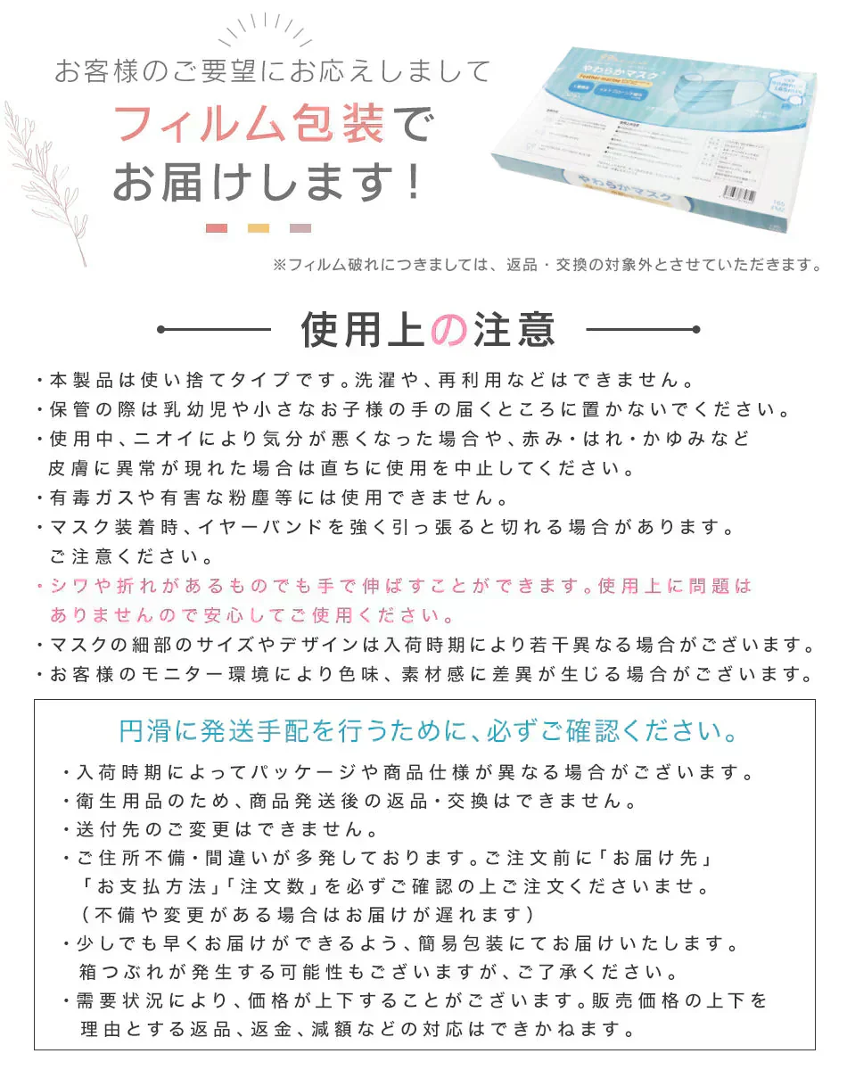 【やや小さめサイズ】【ホワイト】【250枚セット】プリーツマスク 両面同色 お買い得　訳あり品　数量限定　箱潰れ　カラーマスク 　ランダムセット