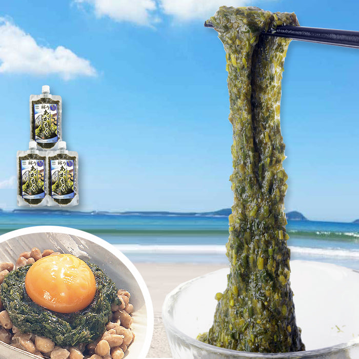 玄界灘産　粘りあかもく180ｇ×3個　合計540ｇ　送料無料（一部除く）　アカモク ぎばさ ギバサ 国産 魚介類 ギフト お取り寄せ まとめ買い 福岡 食物繊維 ミネラル スーパーフード 海産物　パウチ　チューブ　タイプ