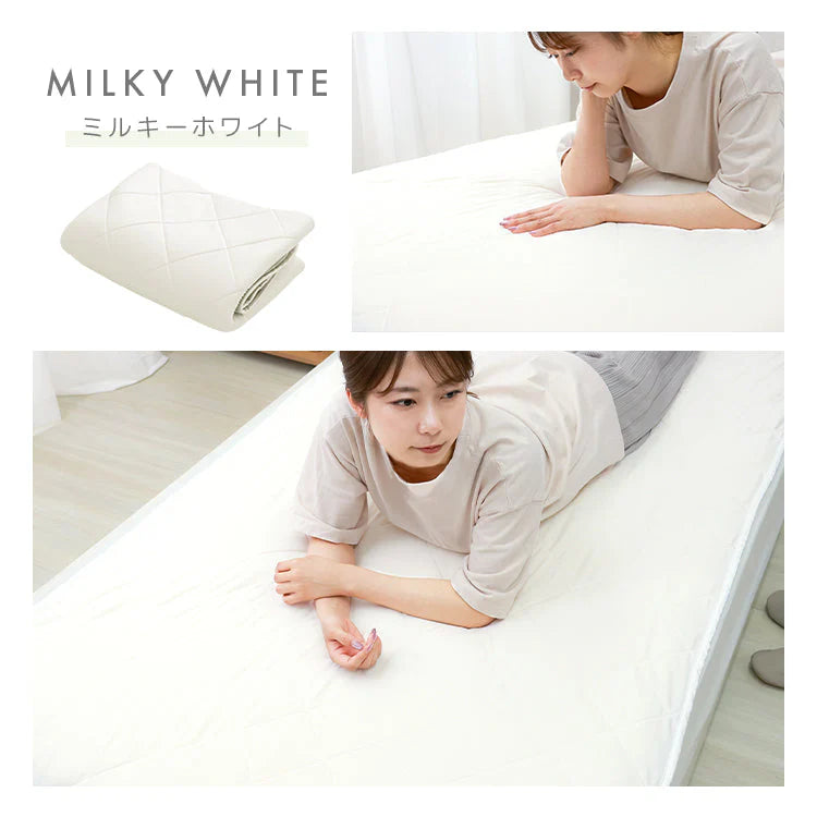 【ミルキーホワイト】冷感 敷きパッド ひんやり 接触冷感 シングル セミダブル ダブル 敷きパット クール敷きパッド ひんやり敷きパッド 接触冷感敷きパッド 敷パッド 敷パット 冷感寝具 涼感寝具 夏用寝具 洗える 防ダニ 熱中症対策 車中泊 暑さ対策