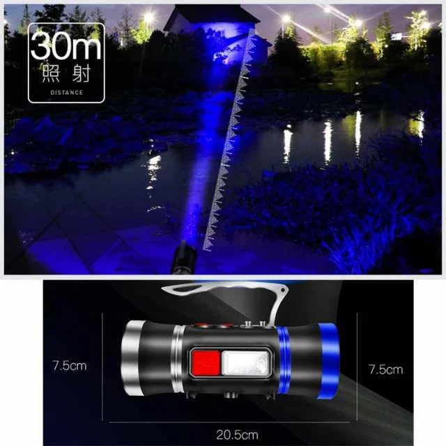 即納商品 ハンドライト 前照灯 車幅灯 集魚灯 投光器 LED USB 充電式 2モード切替 高輝度 1000LM 900M照射 大容量電池 軽量 小型 防水 w390