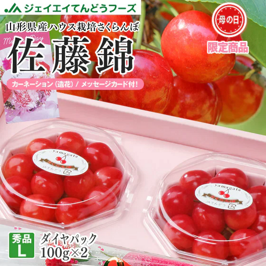 母の日さくらんぼ佐藤錦L玉ダイヤパック100g×2