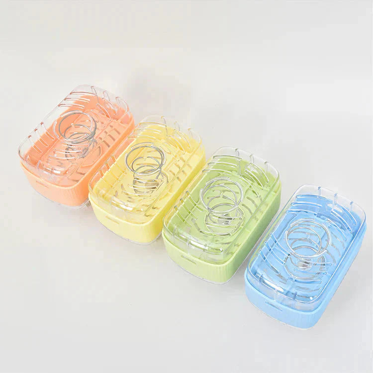 【オレンジ】石鹸ケース ブラシ付き 泡立つ SNSで話題 バネ式 ブラシ付石けんケース