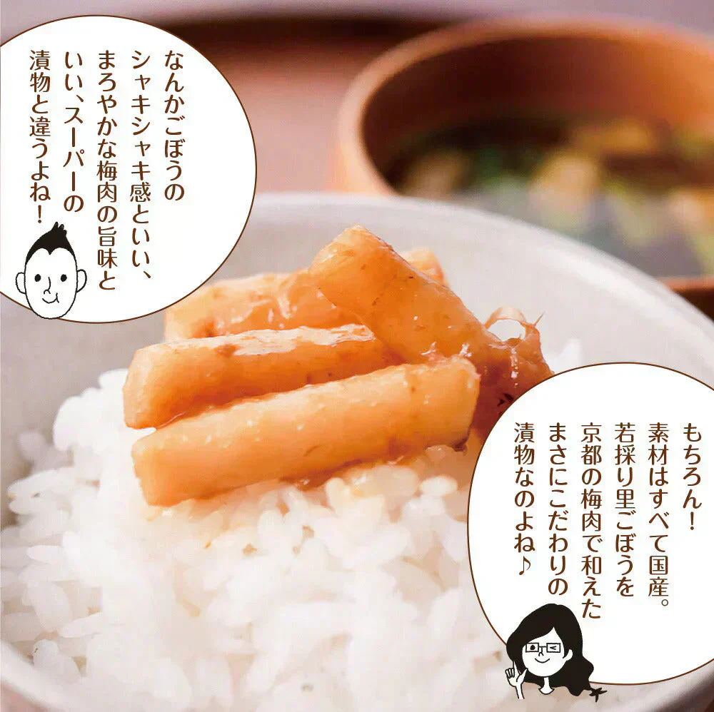 【3個セット】日本橋いなば園 国産 若採りごぼう 梅肉あえ 120g メール便 送料無料