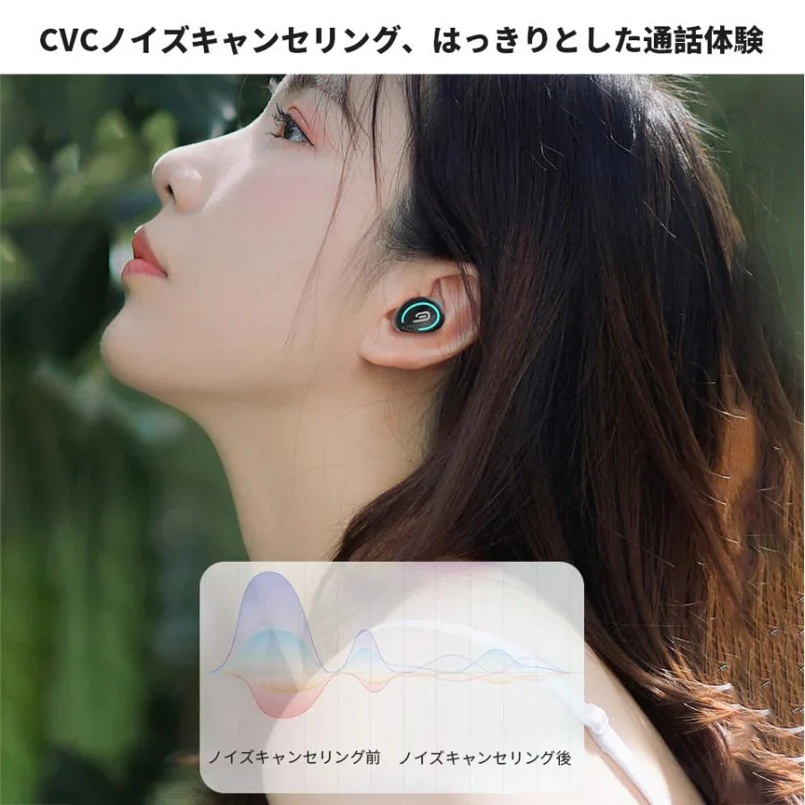 ブルートゥースイヤホン ヘッドホン 両耳 高音質 タッチタイプ　完全ワイヤレス 耳掛け式 自動ペアリング IPX7防水 Bluetooth 5.0 w595A(ブラック)