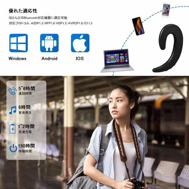 当日発送 レッド 耳掛け式 イヤホン Bluetooth 片耳 ブルートゥース 超軽量 IPX7防水 ノイズキャンセリング 自動ペアリング マイク内蔵 ハンズフリー通話 w241E(ブラック)