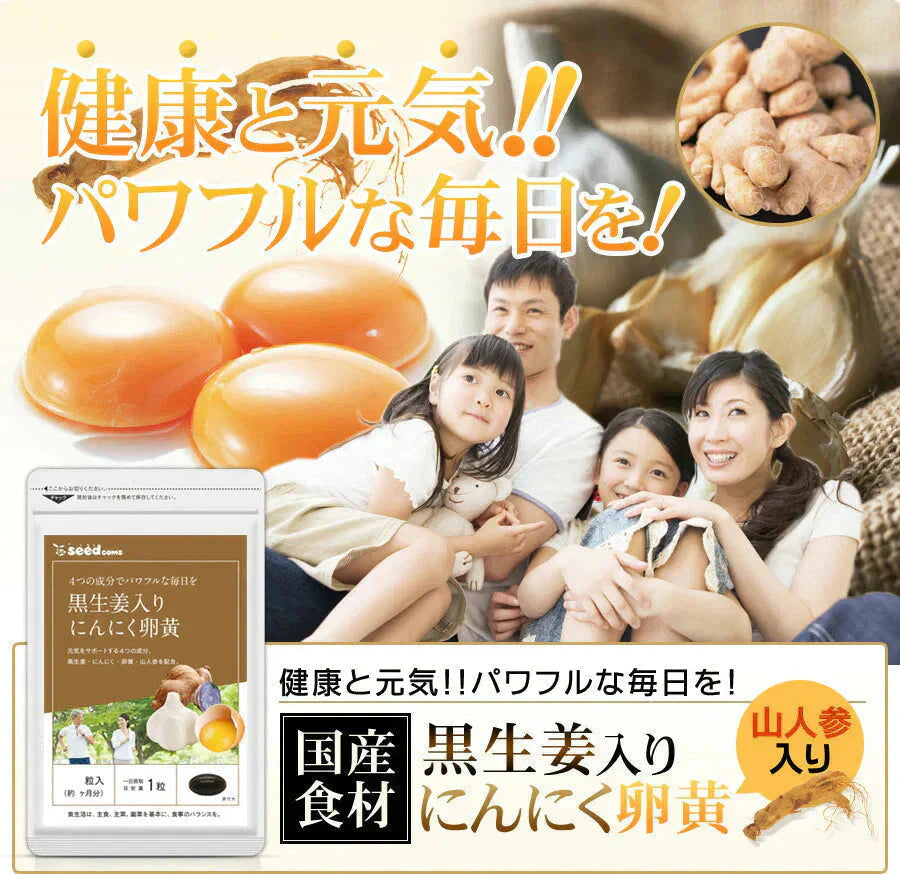 黒生姜入り　にんにく卵黄＋山人参カプセル《約3ヶ月分》生姜/にんにく卵黄サプリ/にんにくサプリ【大容量】