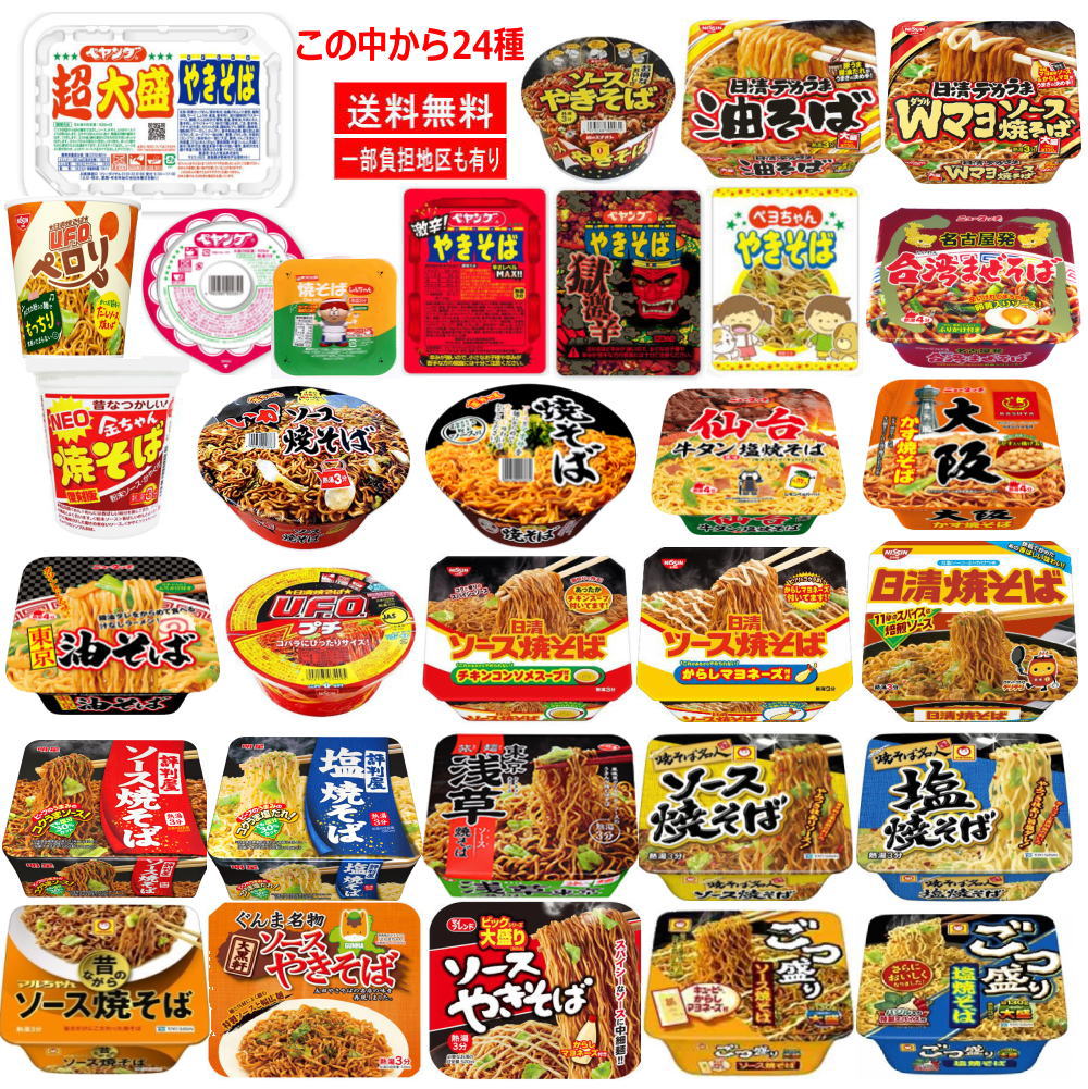 にぎわい広場  カップ焼きそば ニュータッチ 日清 マルちゃん 金ちゃん 明星食品 大黒食品 ペヤング サッポロ一番 24種セット