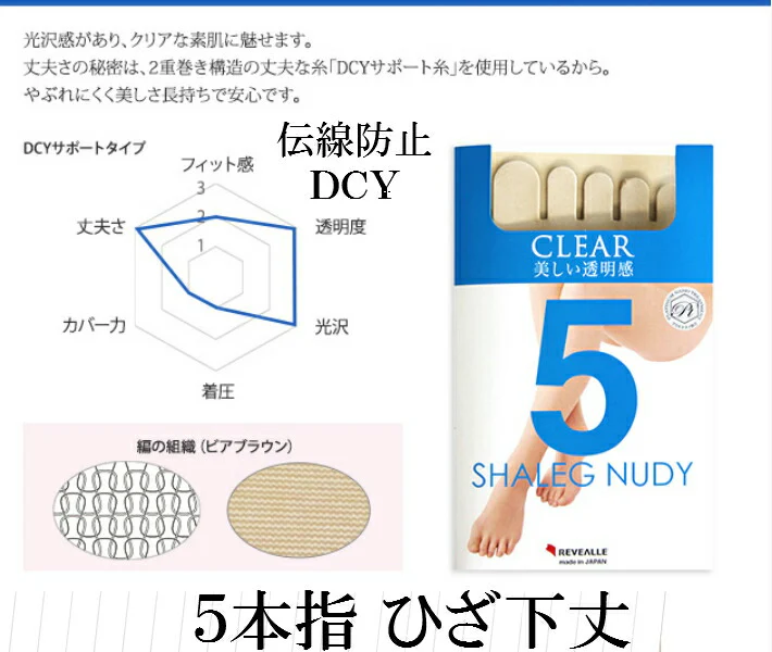5本指ひざ下ストッキング５足組 ブラックDCYサポートタイプ ハイソックス5本指 ストッキング（膝下ハイソックスタイプ）