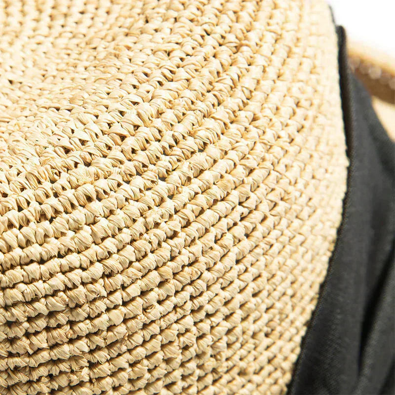 【フリー57.5-59.5cm-ナチュラルブルー】【商品名：紐付きリボンラフィアハット】