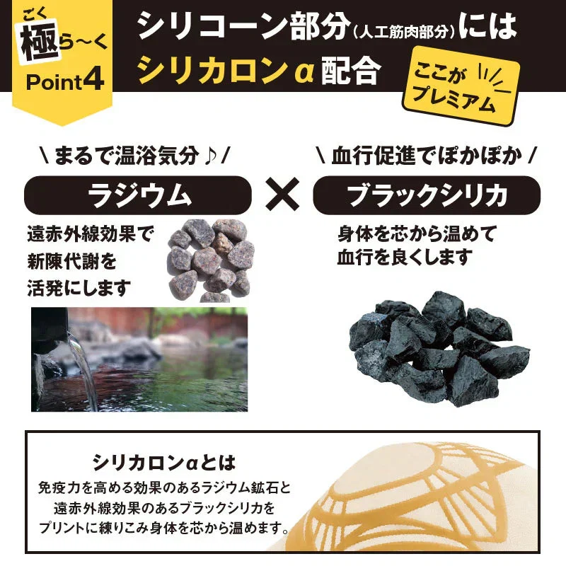 ひざ極らーくプレミアム 左右2枚入り 伸縮自在のシリーコーンがひざを表と裏からサポート ラジウム ブラックシリカ配合 膝のグラつきを軽減 サポーター 専門家が開発！軽い ムレない ゴワつかない 人工筋肉シリコーンがひざの負担を軽減して動きをアシスト ひざ裏では靱帯をサポート＋サイドのシリコーンラインが関節のブレを防ぐ シリカロンα配合で血行促進 温浴気分 ひざ極ら～くプレミアム 左右セット