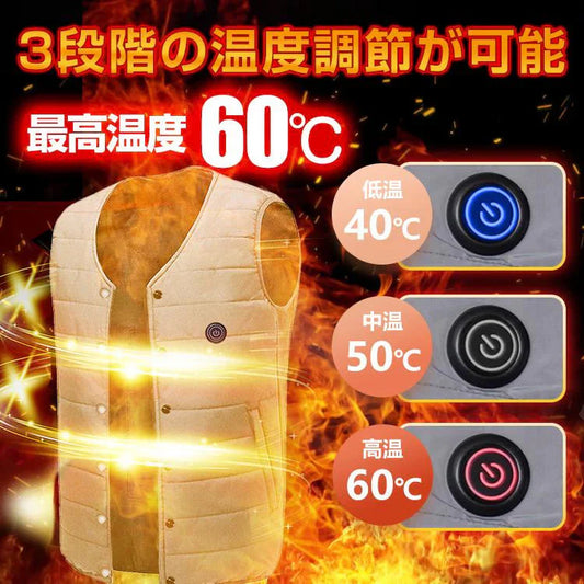 電熱ベストバッテリー付き 「タイプ2 ブラック L」 ヒーター 電熱 発熱 防寒 ヒーターベスト ヒーターウェア 電熱 ジャケット ベスト 加熱 電熱ベスト 温度 調節 通勤 釣り 登山