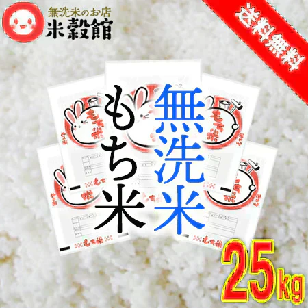 令和7年産 無洗米もち米 餅米 無洗米 九州産 もち米25kg（5kg5個セット）送料無料