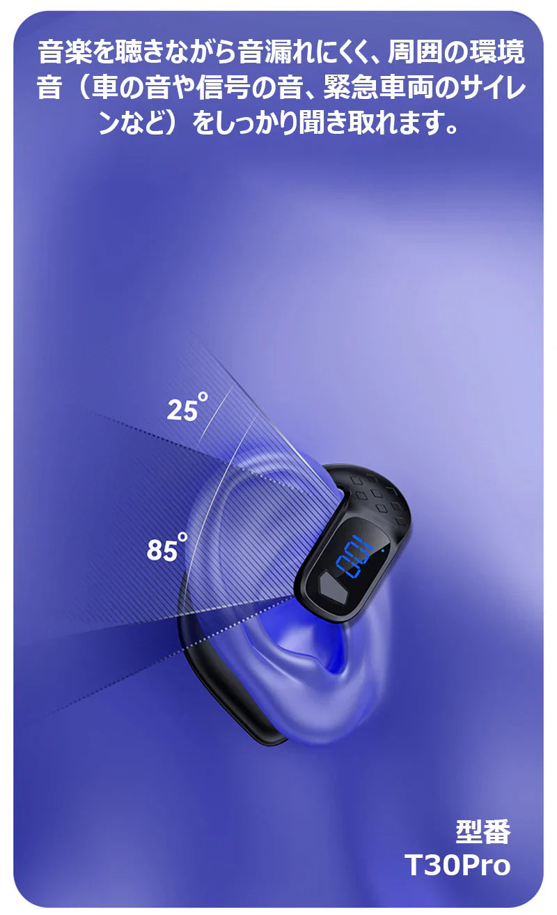 【左右耳兼用】ワイヤレスイヤホン 片耳 bluetooth5.4 180度回転 耳掛け式 IPX6防水 Hi-Fi高音質 ブルートゥースイヤホン type-C充電 耳を塞がない LED電力表示 快適 iPhone/Android適用 ハンズフリー w677D(ホワイトpro)