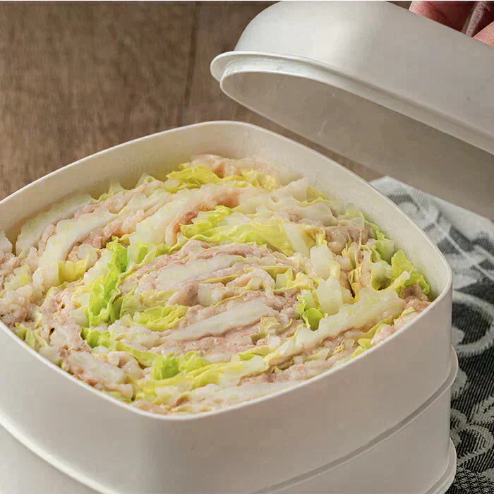 簡単♪蒸し料理 蒸し野菜 温野菜 スチーマー せいろ蒸し器 日本製 初心者 電子レンジ 食洗器対応 スチームクッカー フードスチーマー / 伊原企販 ふたしなセイロ